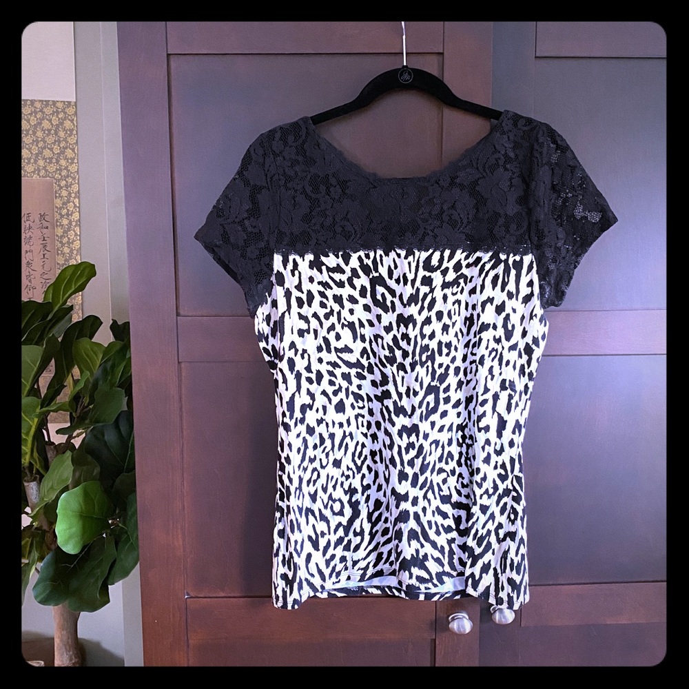White House Black Market Animal Print Shirt